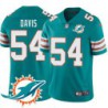 Dolphins #54 Ted Davis Additional Chest Dolphin Patch Aqua Jersey