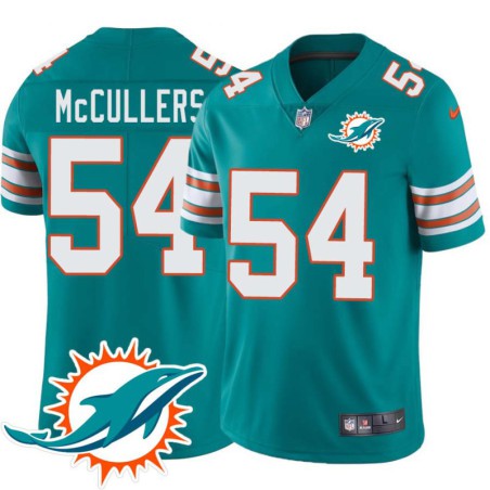 Dolphins #54 Dale McCullers Additional Chest Dolphin Patch Aqua Jersey