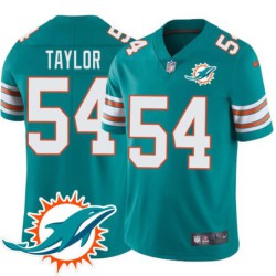 Dolphins #54 Johnny Taylor Additional Chest Dolphin Patch Aqua Jersey