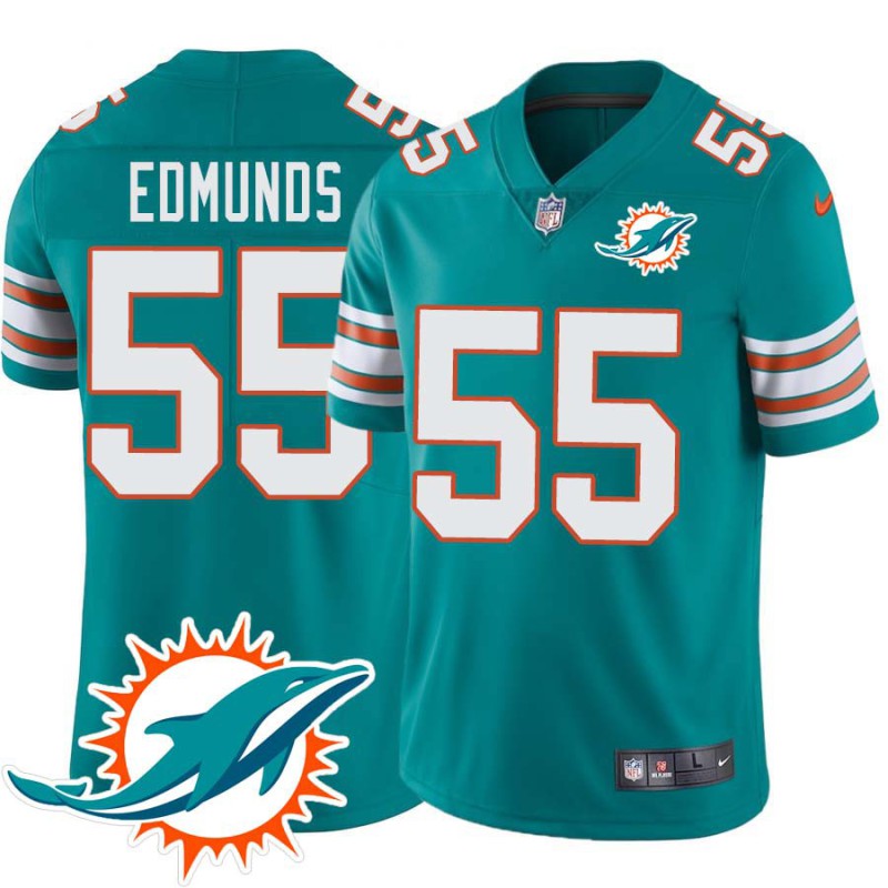 Dolphins #55 Randy Edmunds Additional Chest Dolphin Patch Aqua Jersey