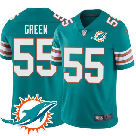 Dolphins #55 Hugh Green Additional Chest Dolphin Patch Aqua Jersey