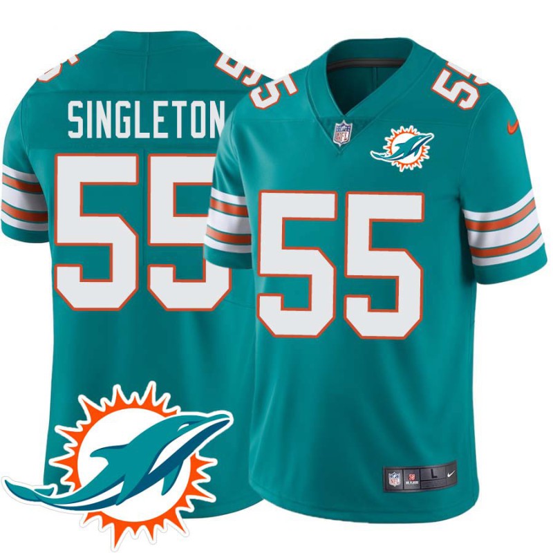 Dolphins #55 Chris Singleton Additional Chest Dolphin Patch Aqua Jersey