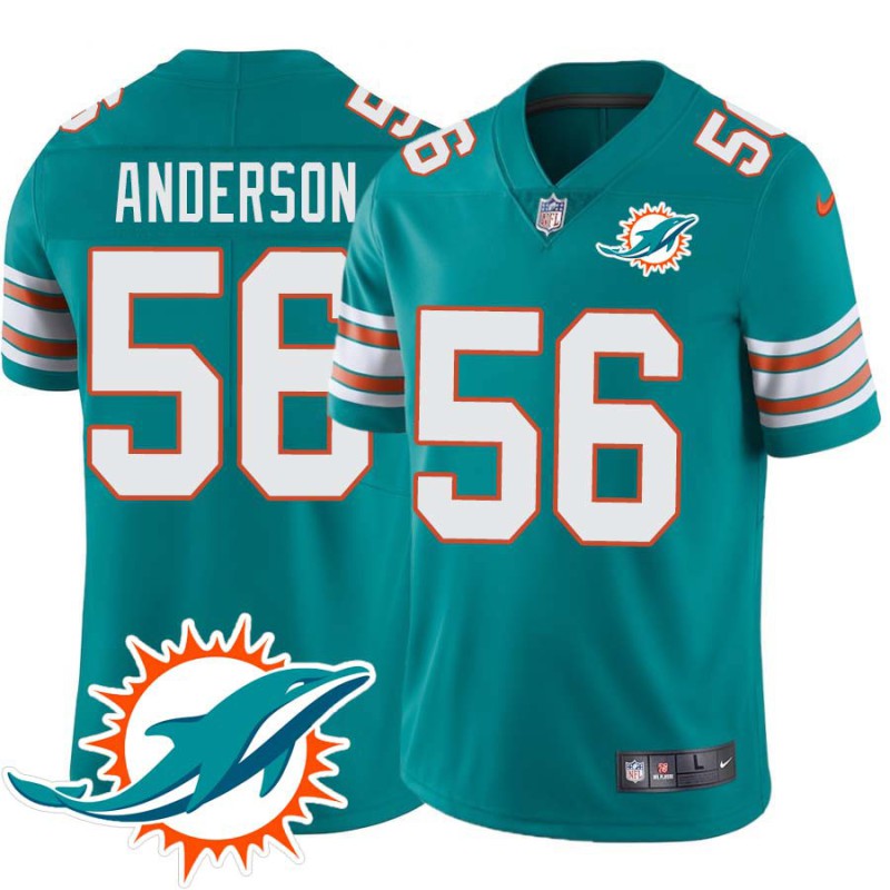 Dolphins #56 Charlie Anderson Additional Chest Dolphin Patch Aqua Jersey