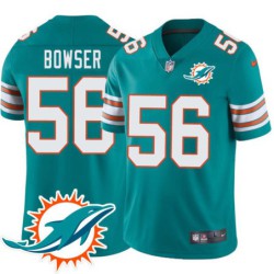 Dolphins #56 Charles Bowser Additional Chest Dolphin Patch Aqua Jersey