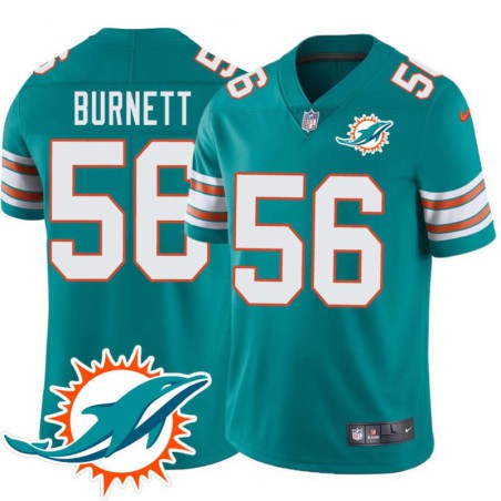 Dolphins #56 Kevin Burnett Additional Chest Dolphin Patch Aqua Jersey