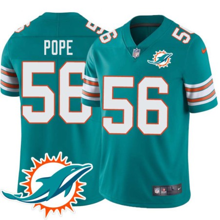 Dolphins #56 Derrick Pope Additional Chest Dolphin Patch Aqua Jersey