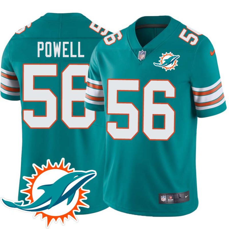 Dolphins #56 Jesse Powell Additional Chest Dolphin Patch Aqua Jersey