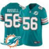 Dolphins #56 Twan Russell Additional Chest Dolphin Patch Aqua Jersey