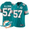 Dolphins #57 Andy Alleman Additional Chest Dolphin Patch Aqua Jersey