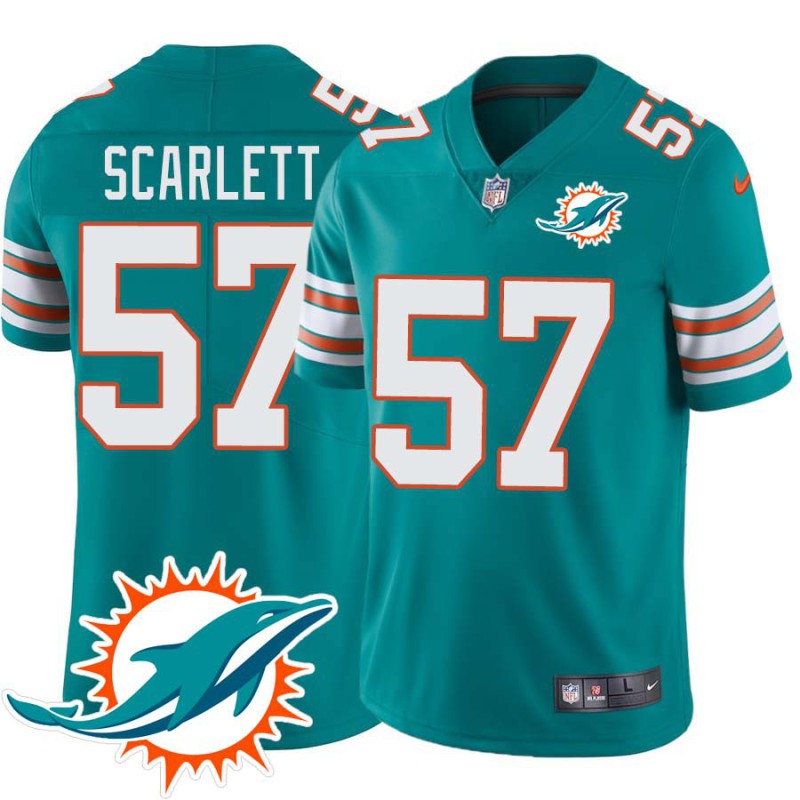 Dolphins #57 Brennan Scarlett Additional Chest Dolphin Patch Aqua Jersey