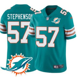 Dolphins #57 Dwight Stephenson Additional Chest Dolphin Patch Aqua Jersey