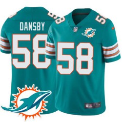 Dolphins #58 Karlos Dansby Additional Chest Dolphin Patch Aqua Jersey