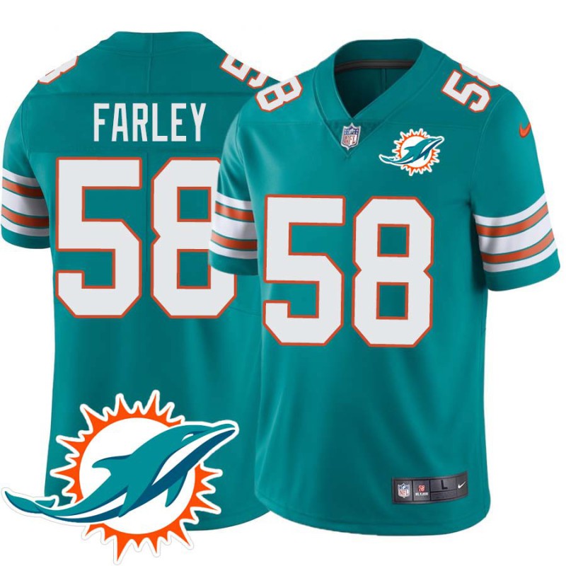 Dolphins #58 Dale Farley Additional Chest Dolphin Patch Aqua Jersey