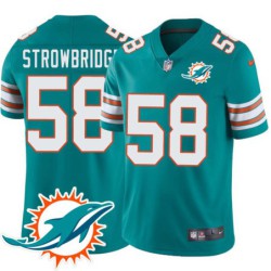 Dolphins #58 Jason Strowbridge Additional Chest Dolphin Patch Aqua Jersey