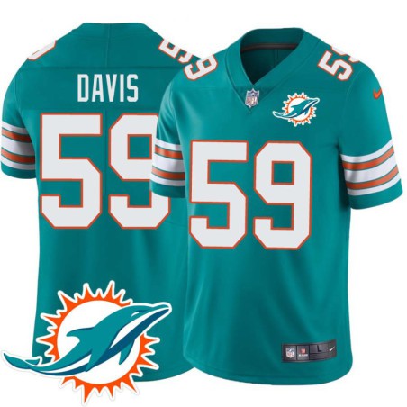 Dolphins #59 Jamal Davis II Additional Chest Dolphin Patch Aqua Jersey