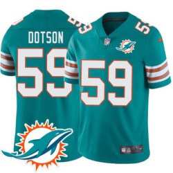 Dolphins #59 DeWayne Dotson Additional Chest Dolphin Patch Aqua Jersey