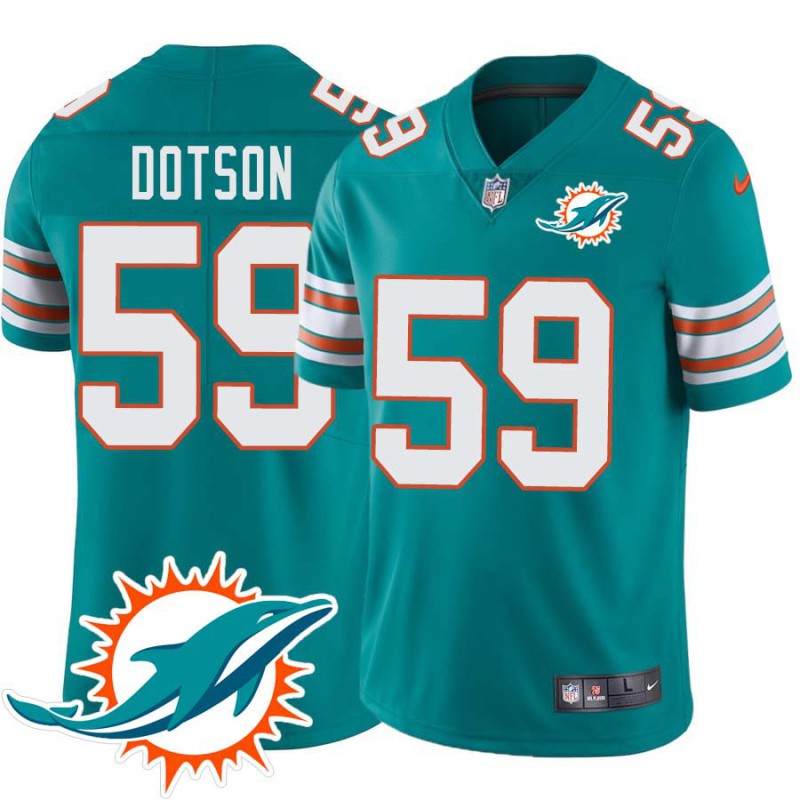 Dolphins #59 DeWayne Dotson Additional Chest Dolphin Patch Aqua Jersey