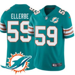 Dolphins #59 Dannell Ellerbe Additional Chest Dolphin Patch Aqua Jersey