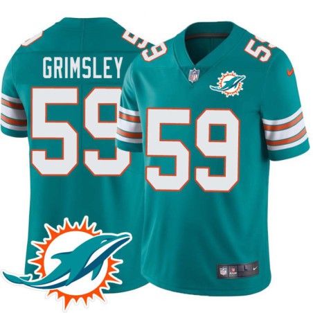 Dolphins #59 John Grimsley Additional Chest Dolphin Patch Aqua Jersey