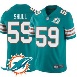 Dolphins #59 Steve Shull Additional Chest Dolphin Patch Aqua Jersey