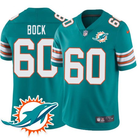 Dolphins #60 John Bock Additional Chest Dolphin Patch Aqua Jersey