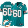 Dolphins #60 Melvin Mitchell Additional Chest Dolphin Patch Aqua Jersey