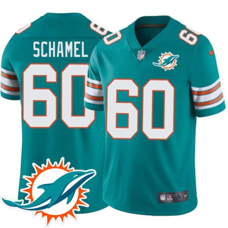 Dolphins #60 Duke Schamel Additional Chest Dolphin Patch Aqua Jersey