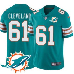 Dolphins #61 Greg Cleveland Additional Chest Dolphin Patch Aqua Jersey