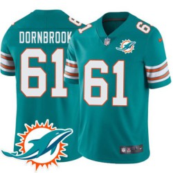 Dolphins #61 Thom Dornbrook Additional Chest Dolphin Patch Aqua Jersey