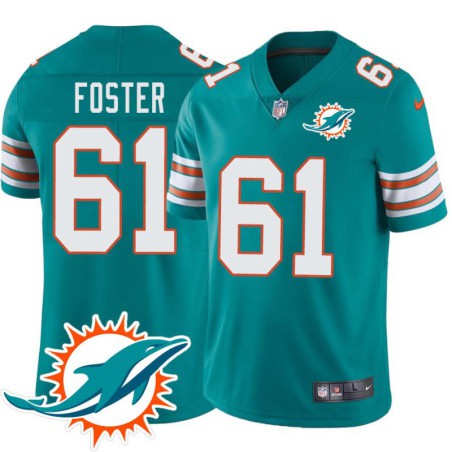 Dolphins #61 Roy Foster Additional Chest Dolphin Patch Aqua Jersey