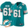 Dolphins #61 J'Marcus Webb Additional Chest Dolphin Patch Aqua Jersey