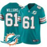 Dolphins #61 Gene Williams Additional Chest Dolphin Patch Aqua Jersey