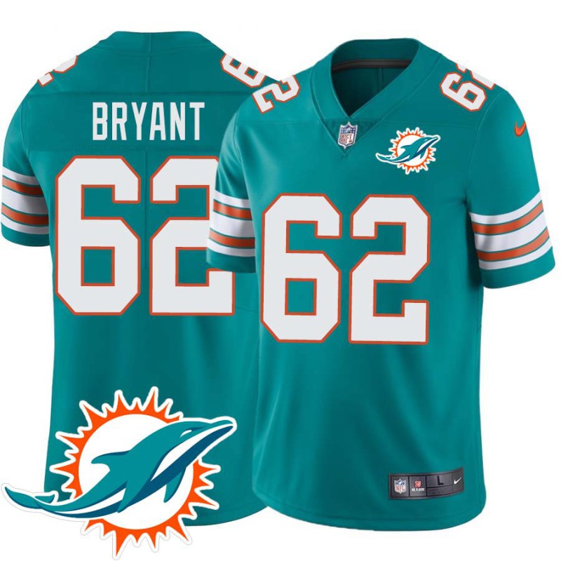 Dolphins #62 Anthony Bryant Additional Chest Dolphin Patch Aqua Jersey