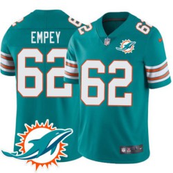 Dolphins #62 James Empey Additional Chest Dolphin Patch Aqua Jersey