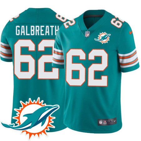 Dolphins #62 Harry Galbreath Additional Chest Dolphin Patch Aqua Jersey