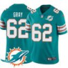 Dolphins #62 Chris Gray Additional Chest Dolphin Patch Aqua Jersey