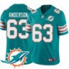 Dolphins #63 Bennie Anderson Additional Chest Dolphin Patch Aqua Jersey