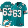 Dolphins #63 Dallas Thomas Additional Chest Dolphin Patch Aqua Jersey