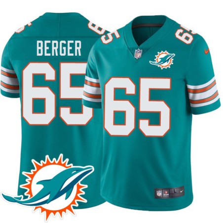 Dolphins #65 Joe Berger Additional Chest Dolphin Patch Aqua Jersey