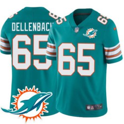 Dolphins #65 Jeff Dellenbach Additional Chest Dolphin Patch Aqua Jersey