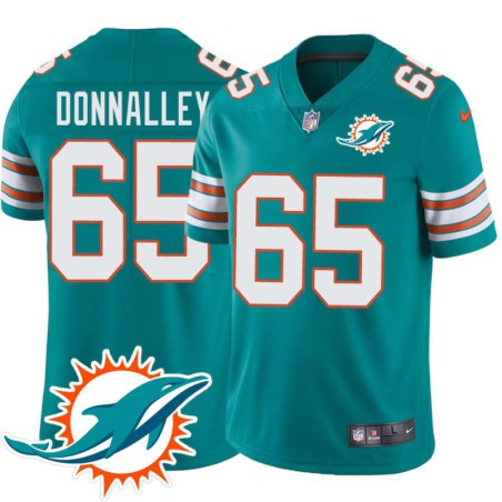 Dolphins #65 Kevin Donnalley Additional Chest Dolphin Patch Aqua Jersey