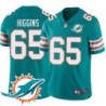 Dolphins #65 Jim Higgins Additional Chest Dolphin Patch Aqua Jersey