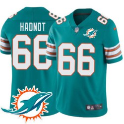 Dolphins #66 Rex Hadnot Additional Chest Dolphin Patch Aqua Jersey