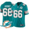 Dolphins #66 Rex Hadnot Additional Chest Dolphin Patch Aqua Jersey