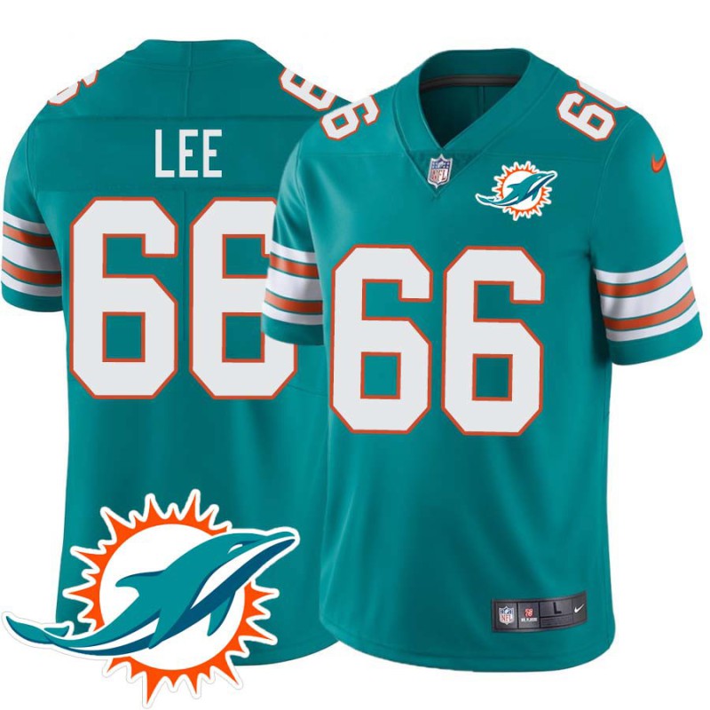 Dolphins #66 Larry Lee Additional Chest Dolphin Patch Aqua Jersey