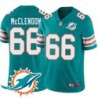 Dolphins #66 Jacques McClendon Additional Chest Dolphin Patch Aqua Jersey