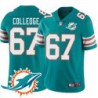 Dolphins #67 Daryn Colledge Additional Chest Dolphin Patch Aqua Jersey