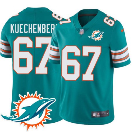 Dolphins #67 Bob Kuechenberg Additional Chest Dolphin Patch Aqua Jersey