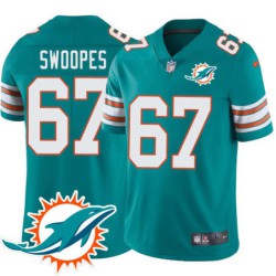 Dolphins #67 Pat Swoopes Additional Chest Dolphin Patch Aqua Jersey