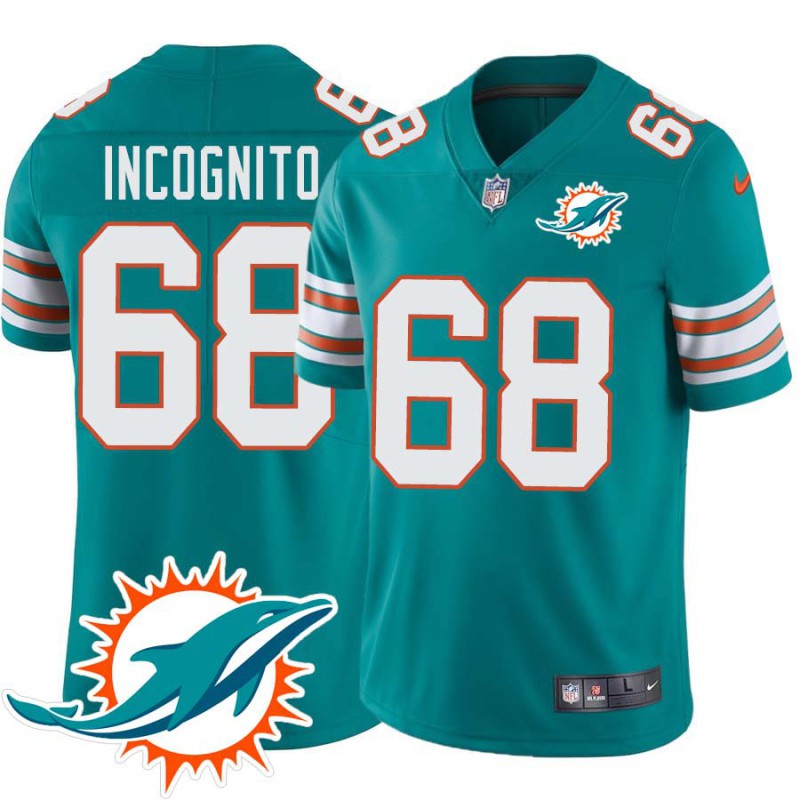 Dolphins #68 Richie Incognito Additional Chest Dolphin Patch Aqua Jersey